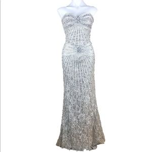 Terani Couture beaded fit and flared evening gown #wedding #gatsby #prom
